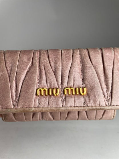 Vintage Miu Miu Metallasse leather Key Holder Rose