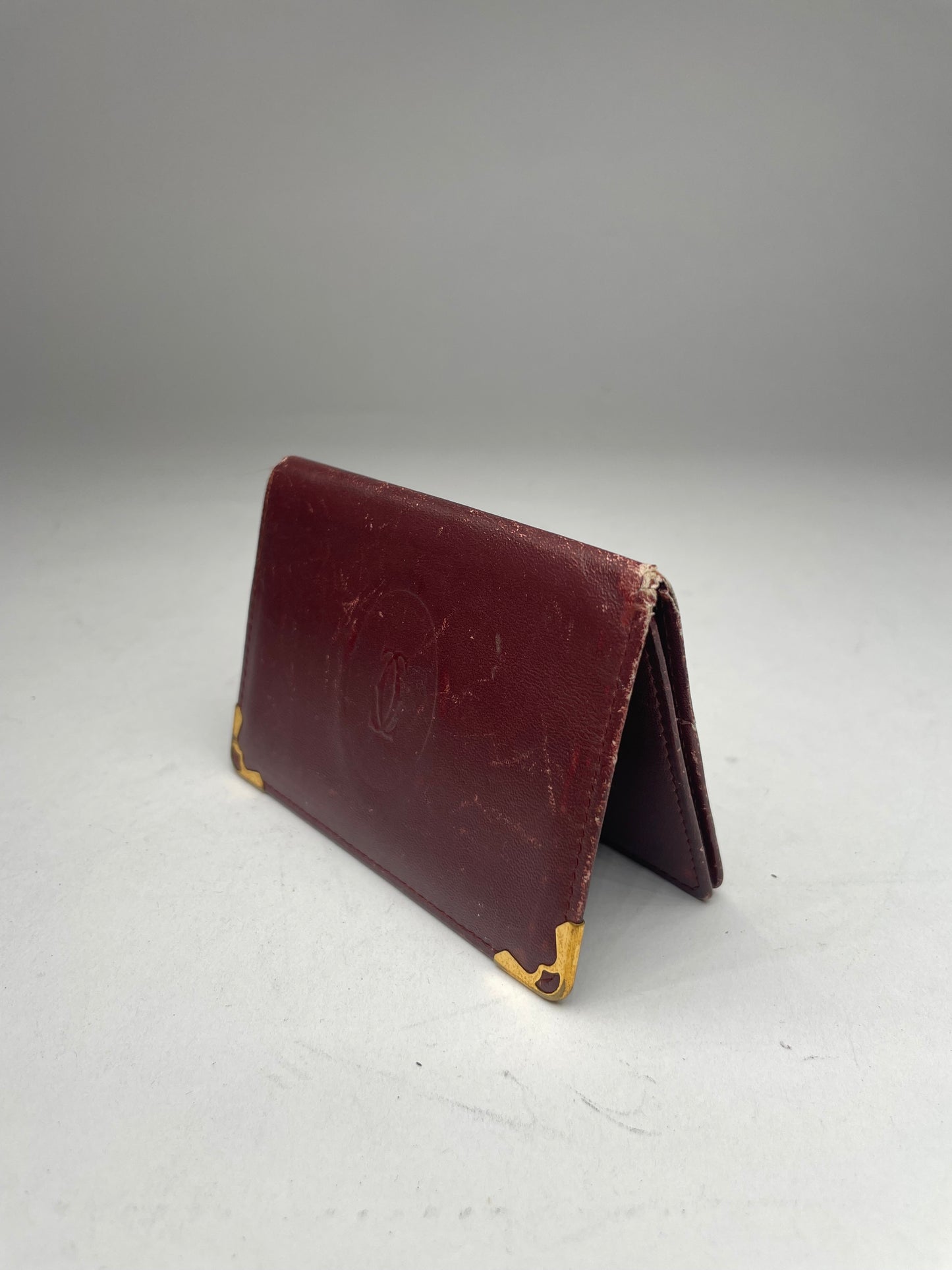Vintage Cartier Leather Card Holder burgundy