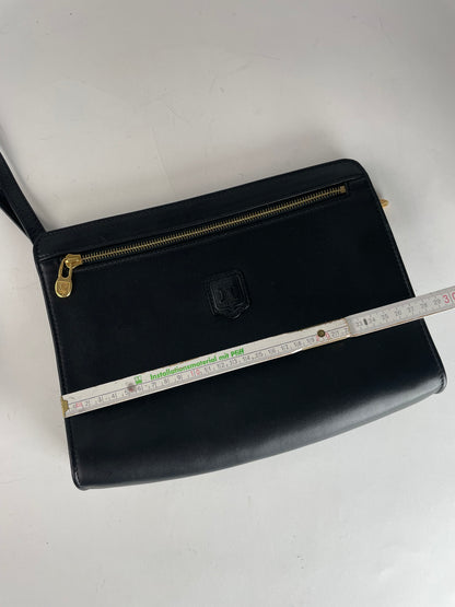 Vintage Celine Paris Triomphe Leather Clutch Black