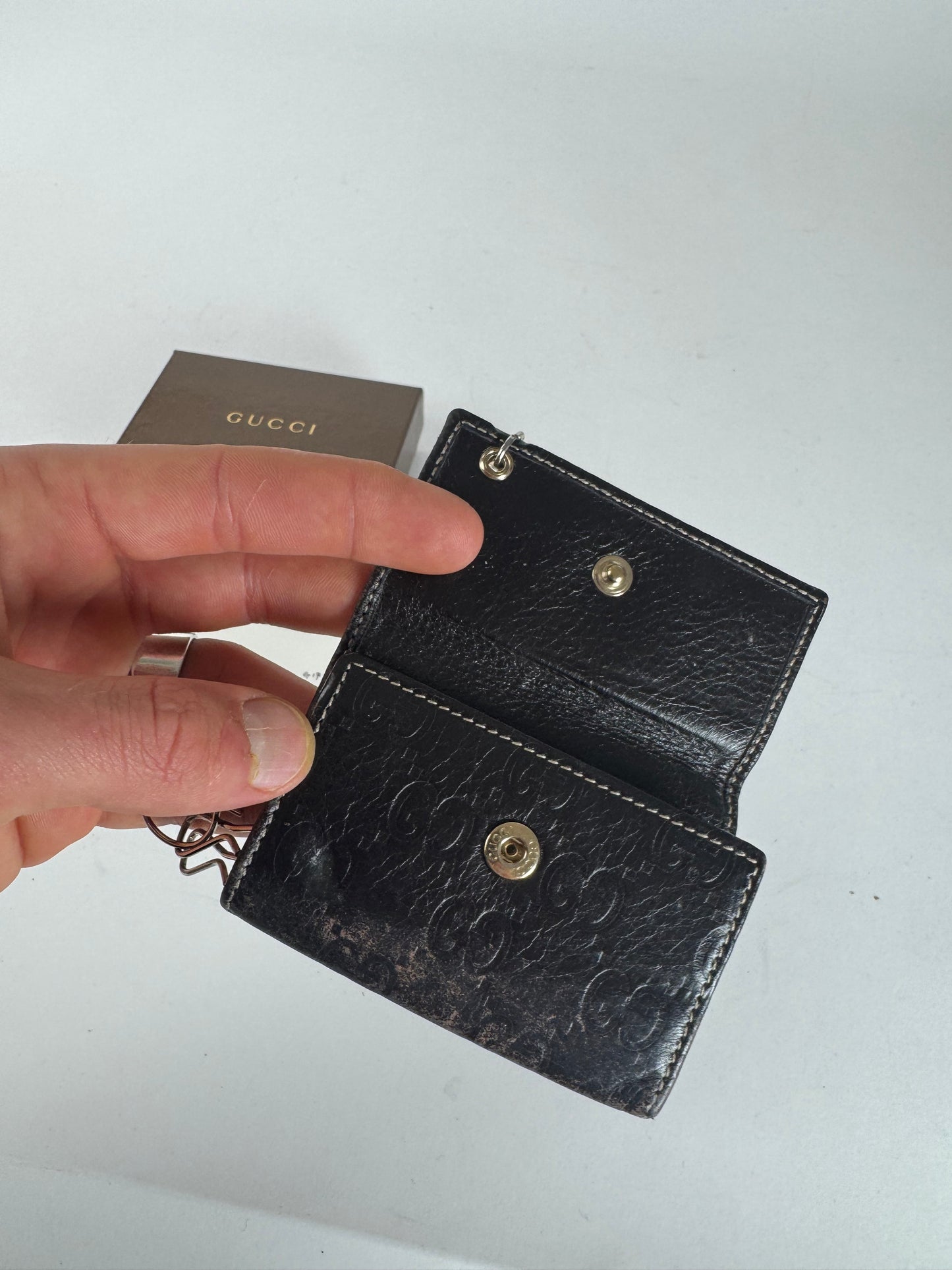 Vintage Gucci Leather Monogram Key Holder Brown