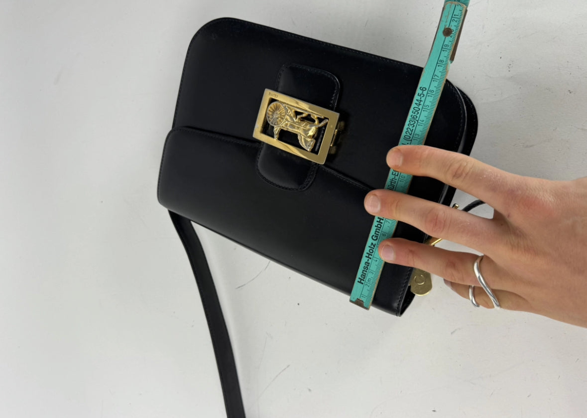 Vintage Celine Paris Triomphe Leather Bag Black