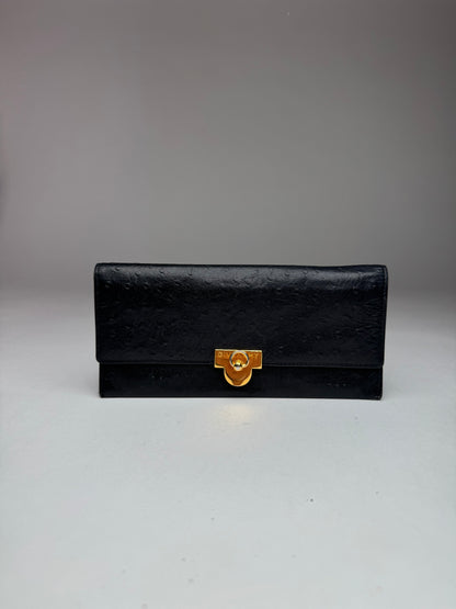 Vintage Givenchy Ostrich Leather card holder / ID holder Black