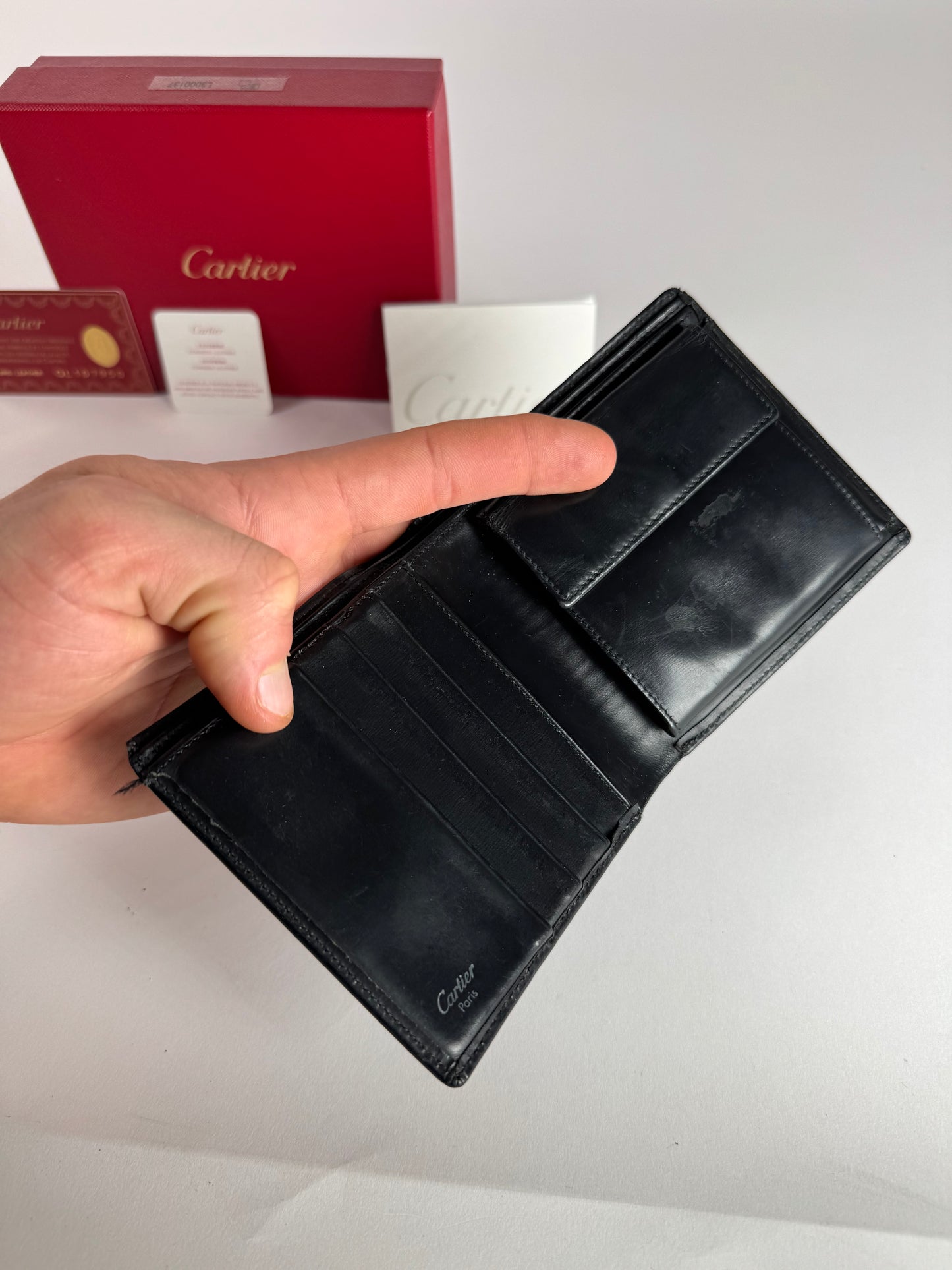 Vintage Cartier Flap Leather Wallet Black
