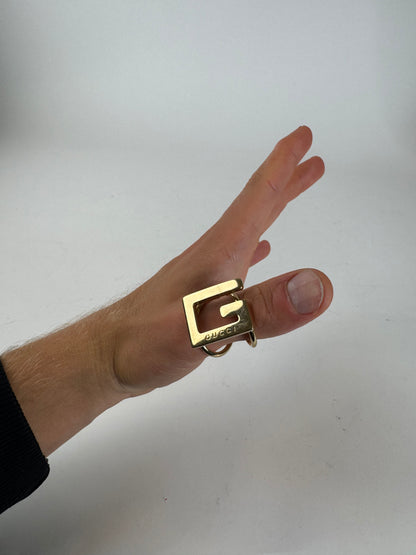 Bague Gucci G vintage en acier doré
