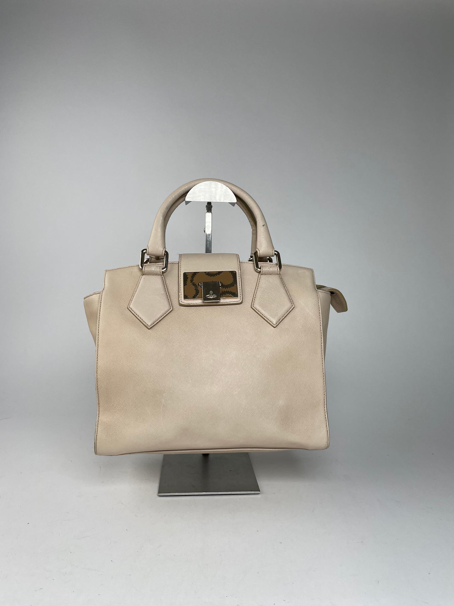 Vintage Vivienne Westwood 2Way Opio Safiano Leather Bag Beige