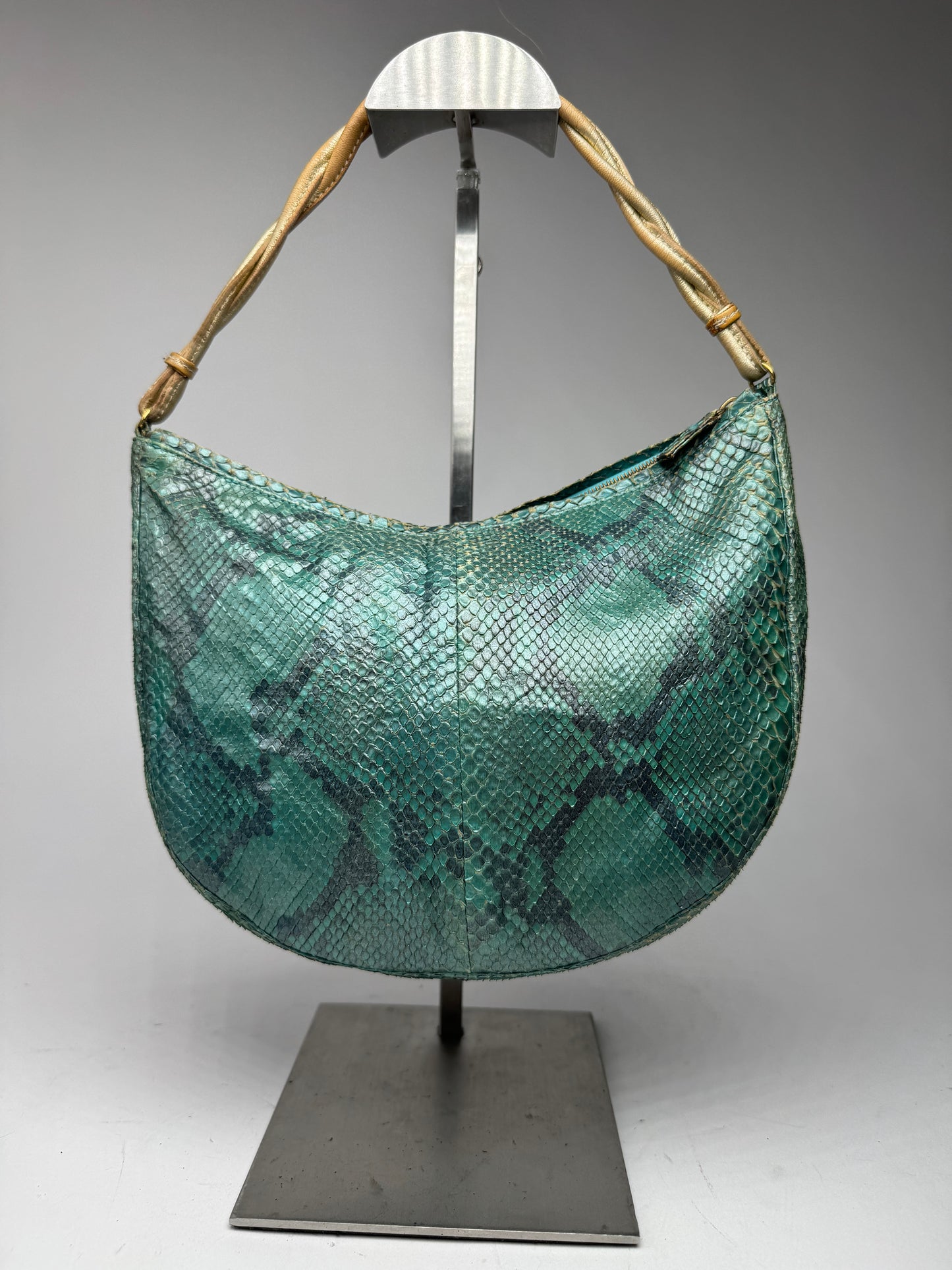 Vintage Gianni Versace Snakskin Leather Bag Turquoise golden