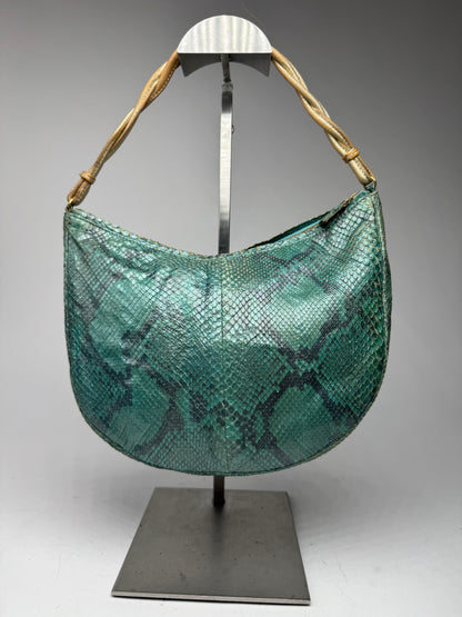 Vintage Gianni Versace Snakskin Leather Bag Turquoise golden