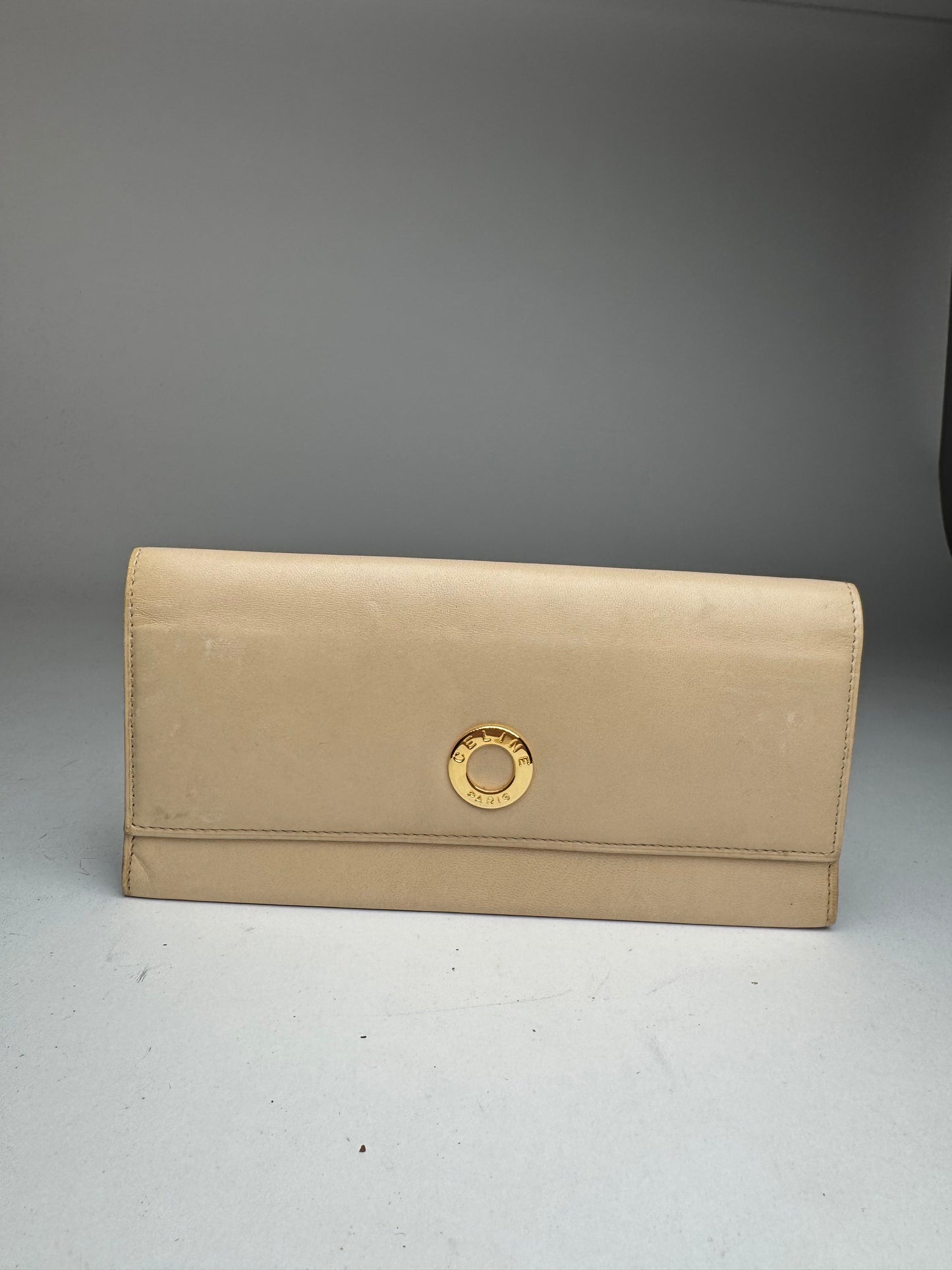 Vintage Celine Paris Leather Wallet beige
