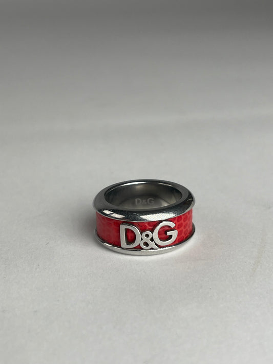Vintage Dolce & Gabbana Steel Ring Silber/orange unisex