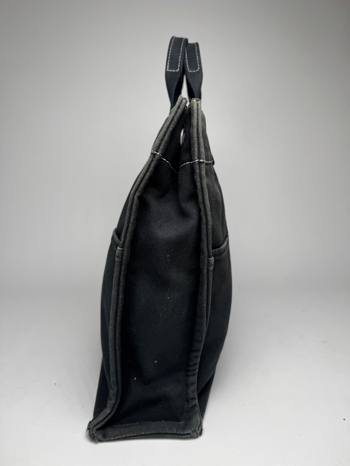 Vintage Hermes Paris Canvas Shopper Black