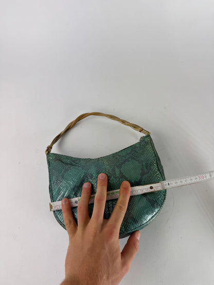 Vintage Gianni Versace Snakskin Leather Bag Turquoise golden