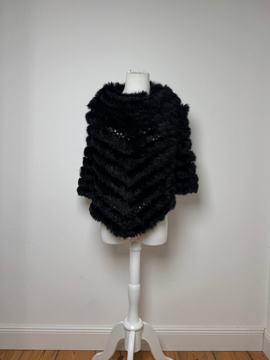 Vintage Courreges Fur Leather Top / Coat Black 38/M