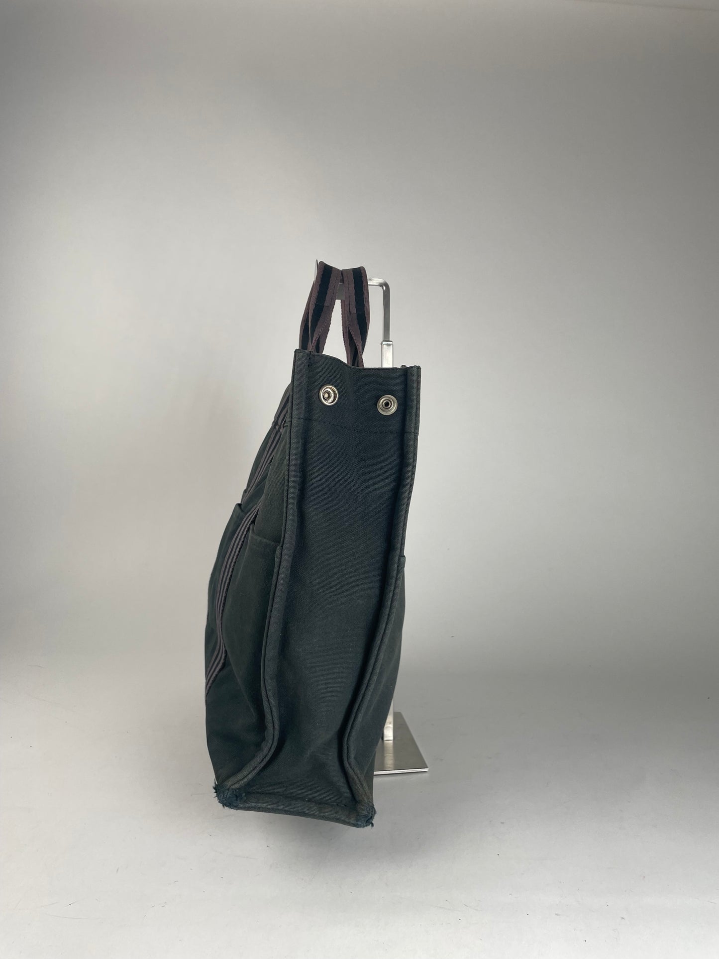 Vintage Hermes Canvas Shopper Bag Black