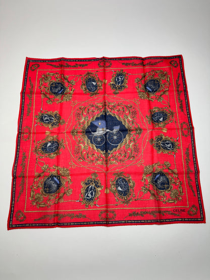 Vintage Celine Paris Silk/Canvas Scarf Red