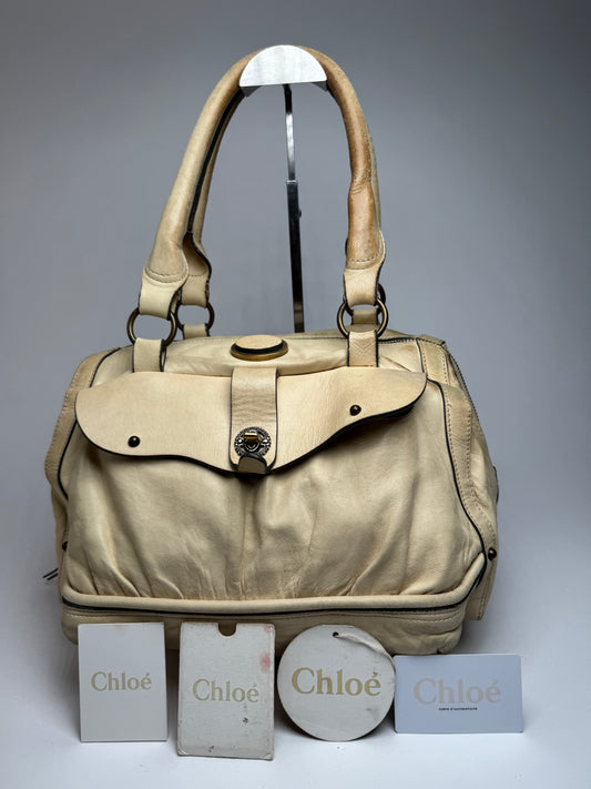 Vintage Chloe Leather Bag Beige