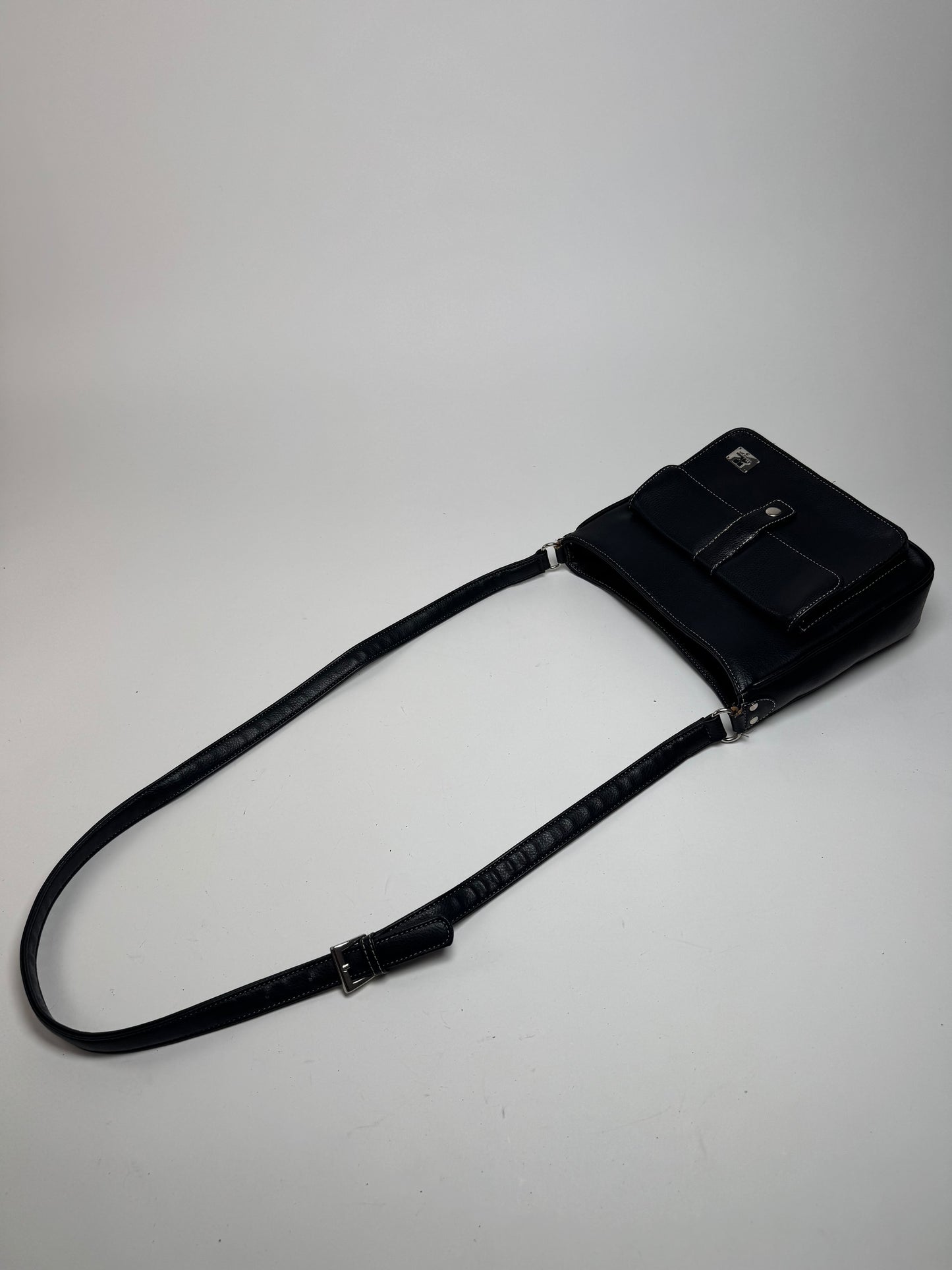 Vintage Courreges Paris Leather Bag Black