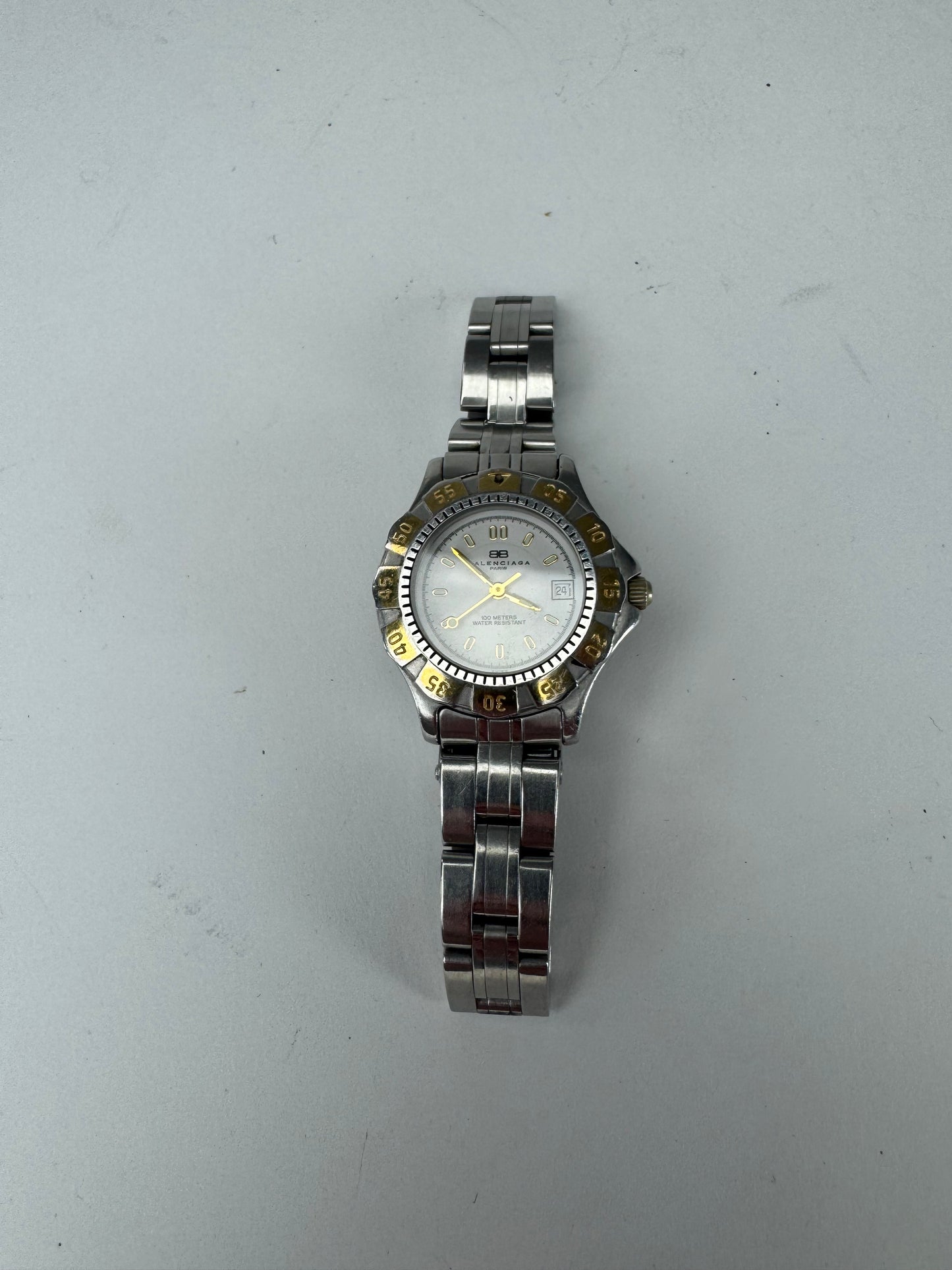 Vintage Balenciaga Steel Watch Silver Golden