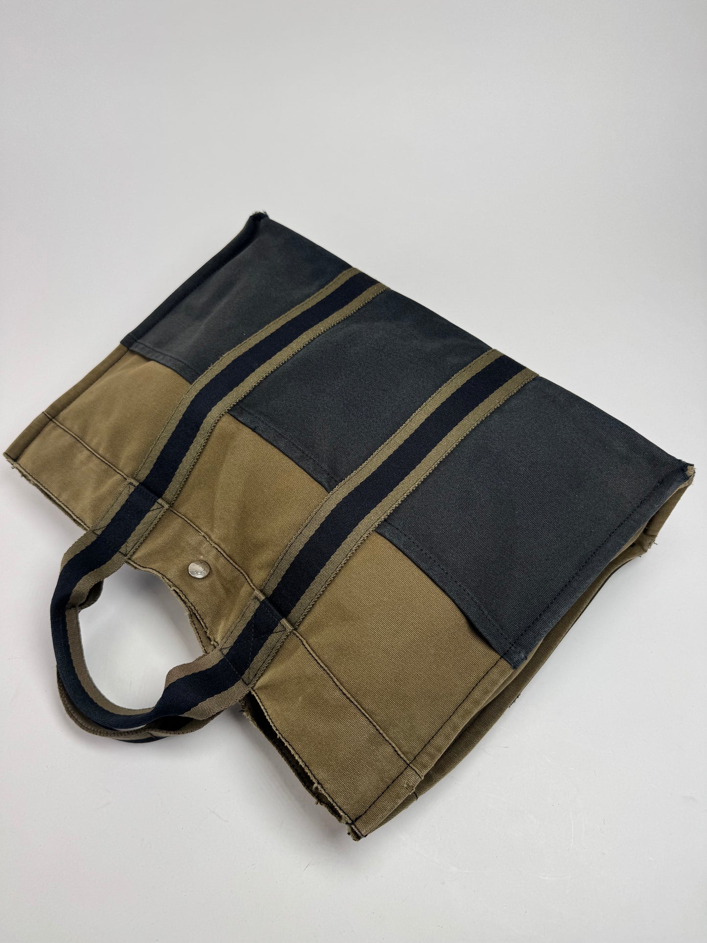 Vintage Hermes Paris Canvas Shopper Khaki/Black