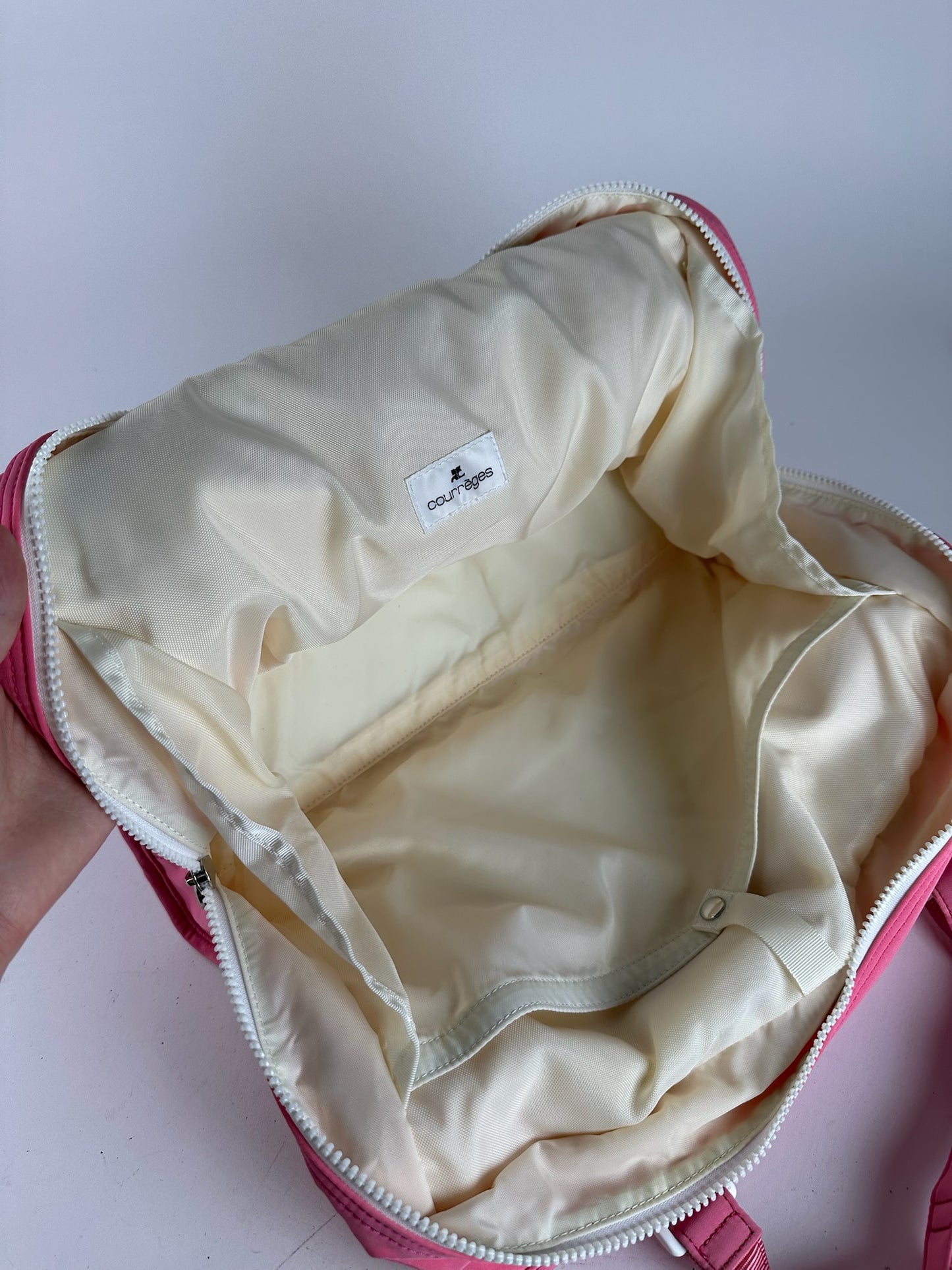 Sac vintage Courrèges en polyester rose