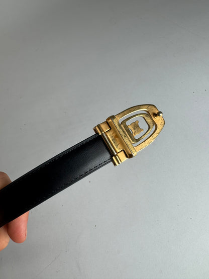 Vintage Celine Paris Leather Belt Black