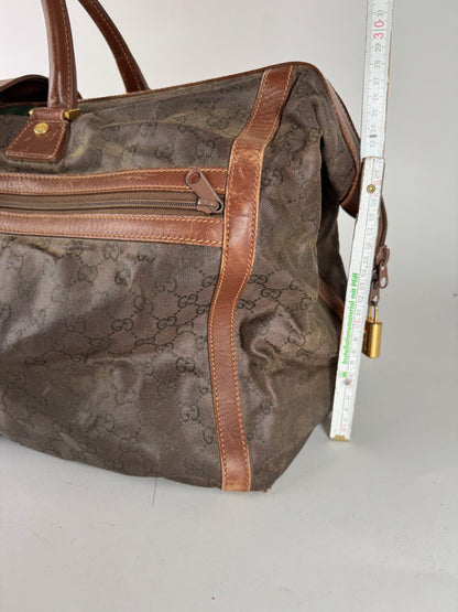Vintage Gucci Duffel Bag / Travel Bag Monogram Brown