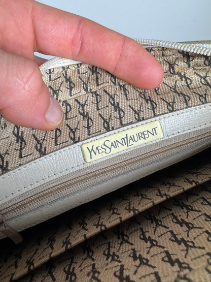 Vintage Yves Saint Laurent 2 Way Leather Bag cream