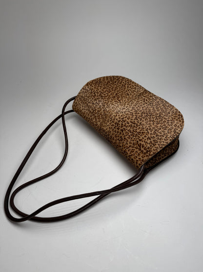 Vintage Bottega Veneta Fur Leather Bag Leopard Brown