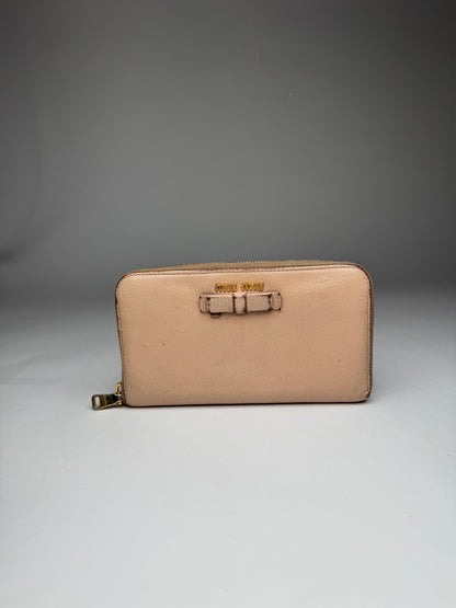 Vintage Miu Miu Leather Wallet Rose/beige