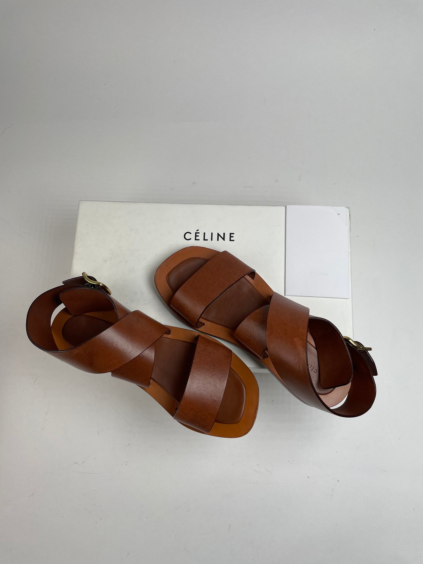 Vintage Celine Paris Leather Sandals Brown EU37,5