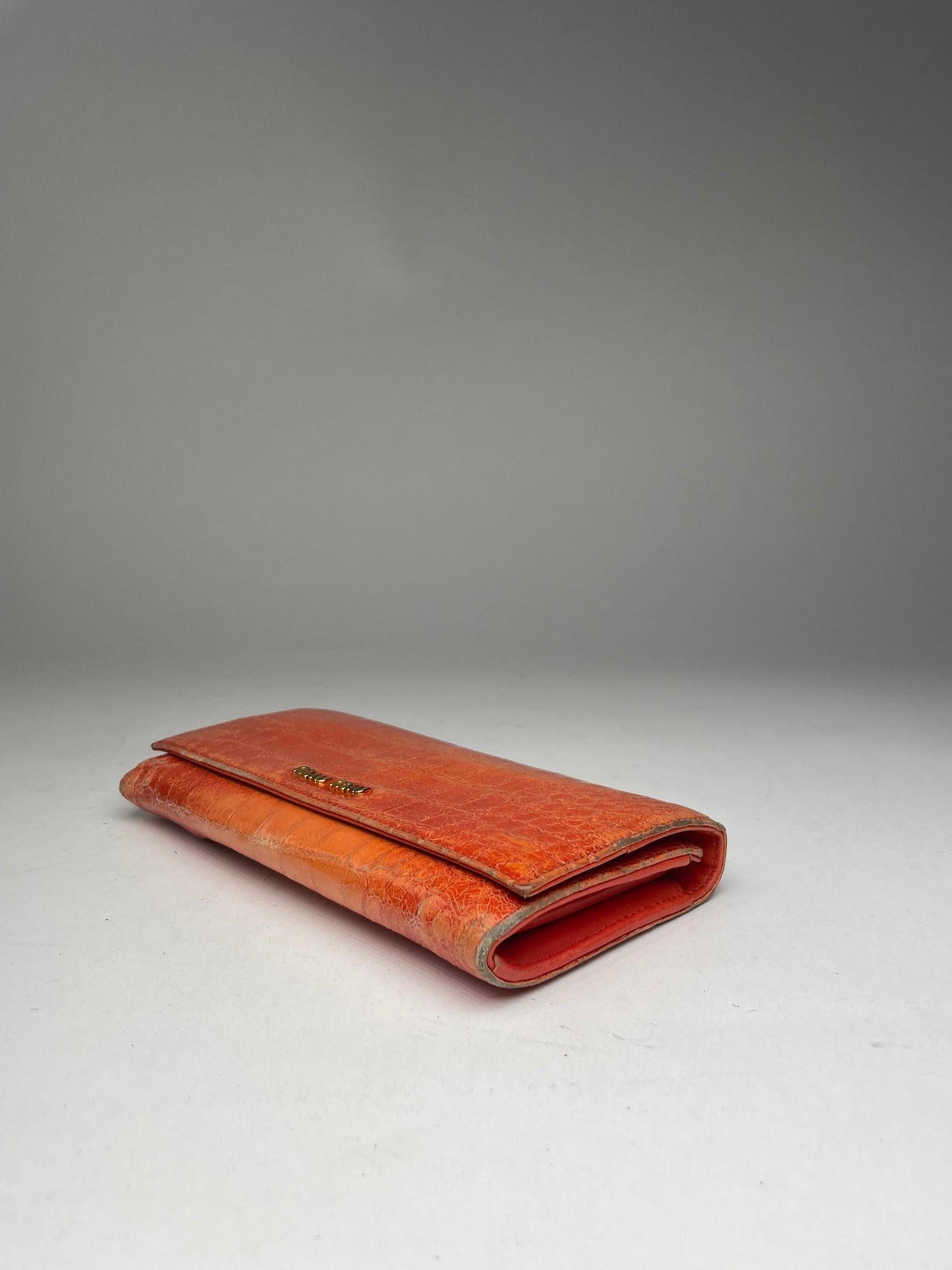 Portefeuille vintage en cuir Miu Miu orange