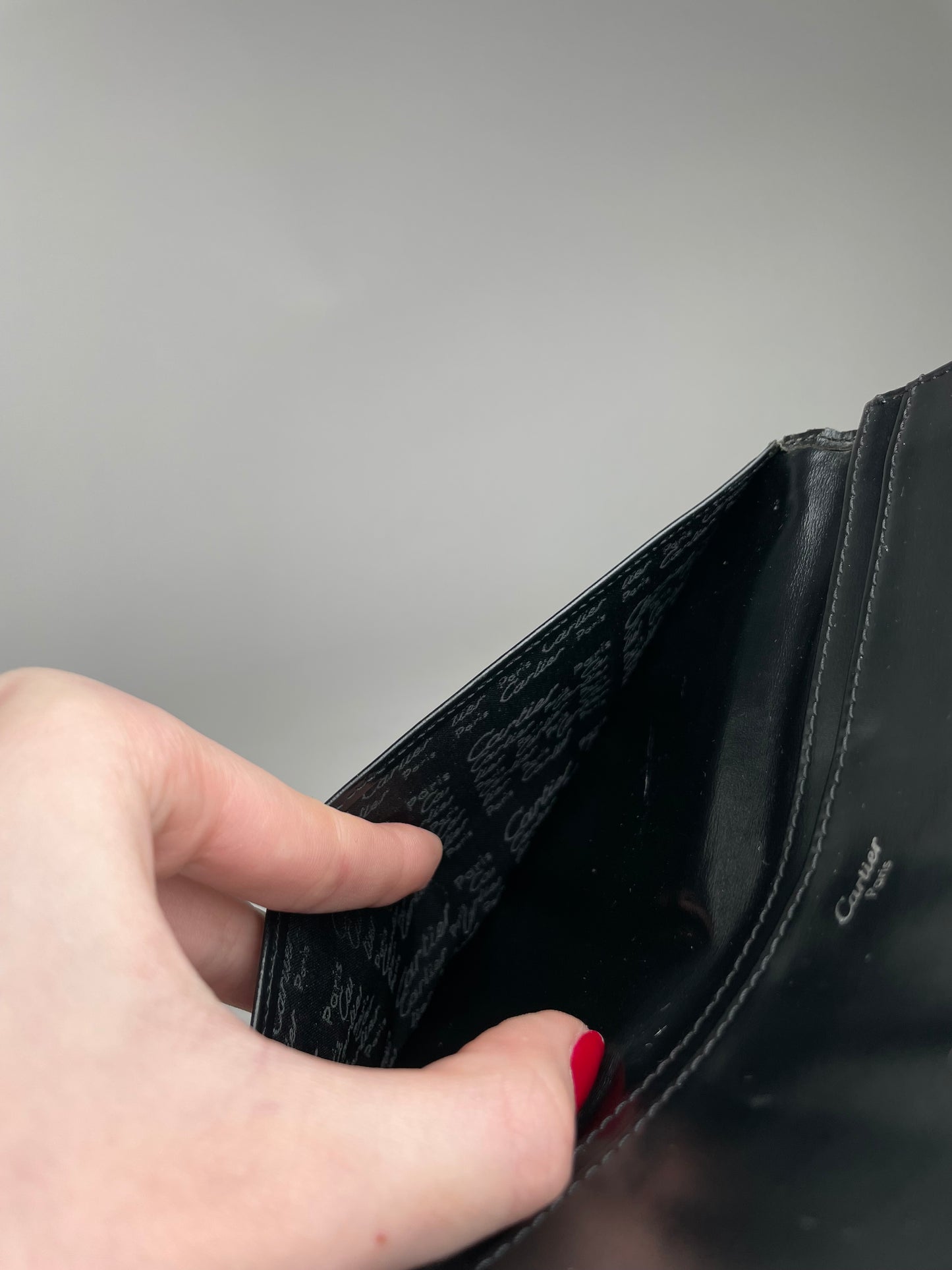 Vintage Cartier Patent Leather ID Holder black 
