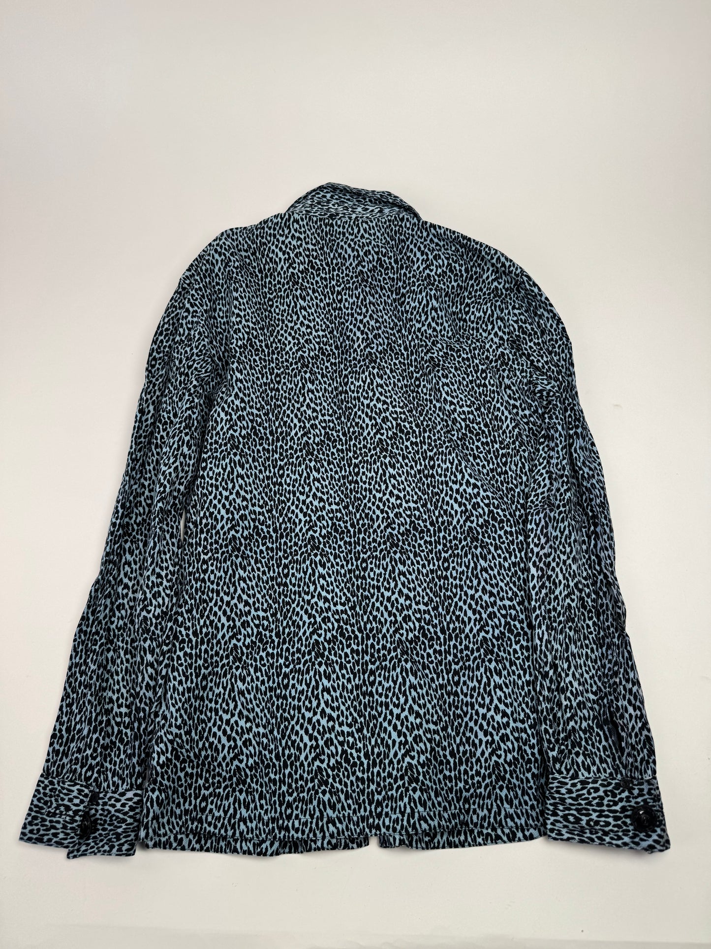 Vintage Gianni Versace Leopard Canvas Shirt Blue/black 38/M