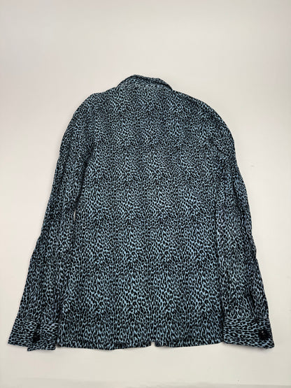 Vintage Gianni Versace Leopard Canvas Shirt Blue/black 38/M