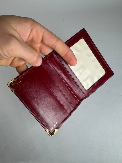 Vintage Celine Paris Leather Card Holder Dark Red