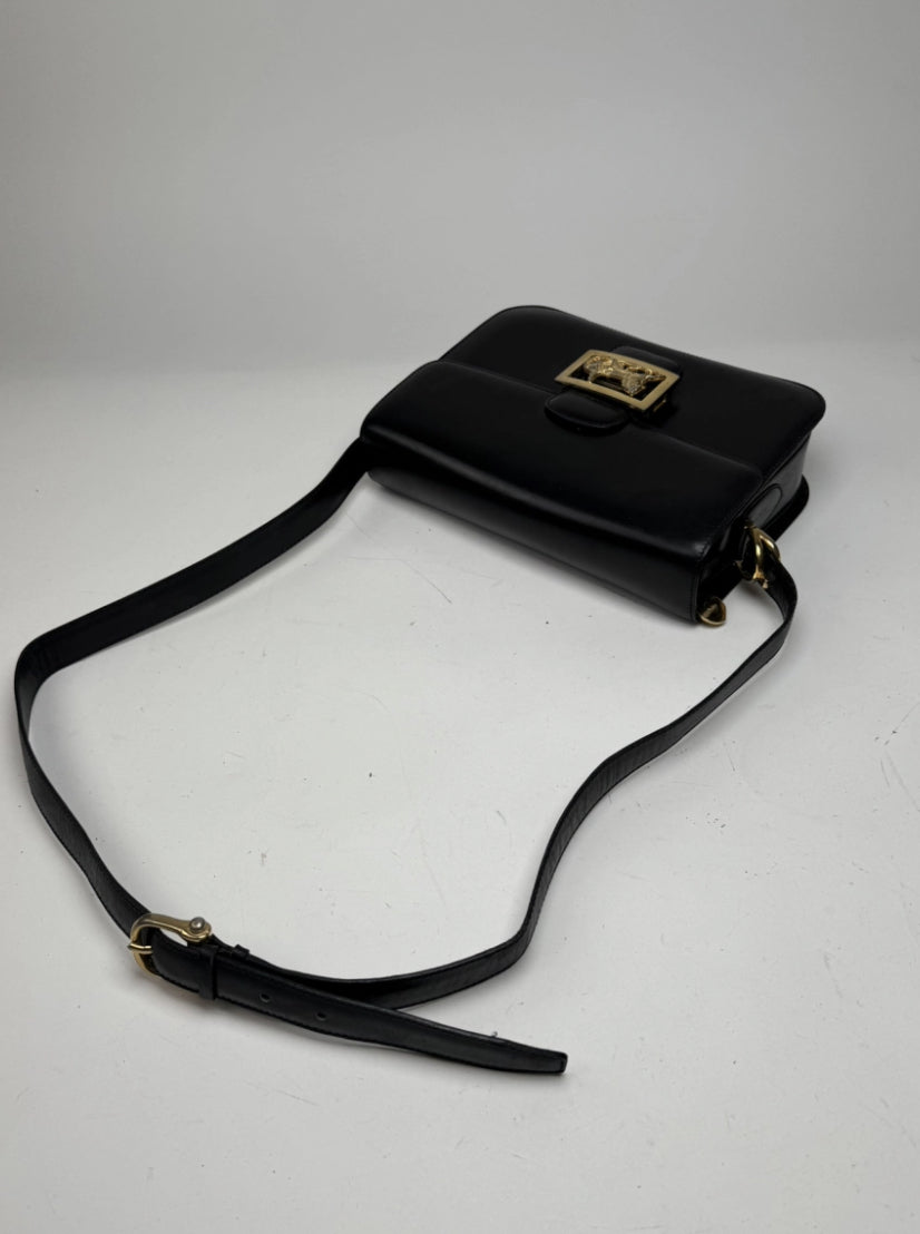 Vintage Celine Paris Triomphe Leather Bag Black