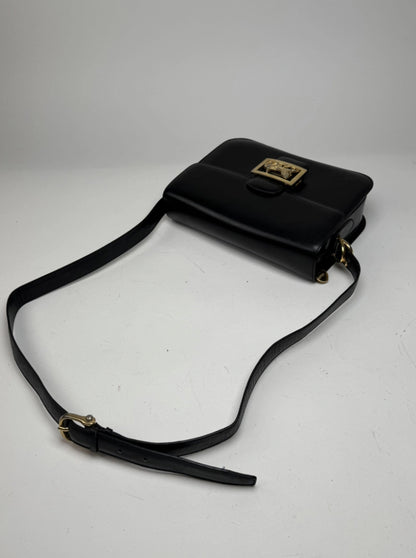 Vintage Celine Paris Triomphe Leather Bag Black