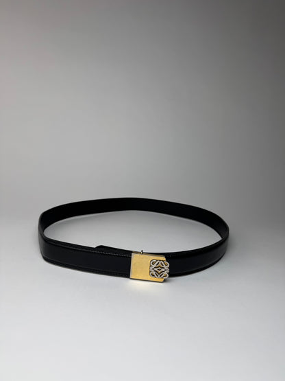 Vintage Loewe Madrid Leather Belt Black Amazona