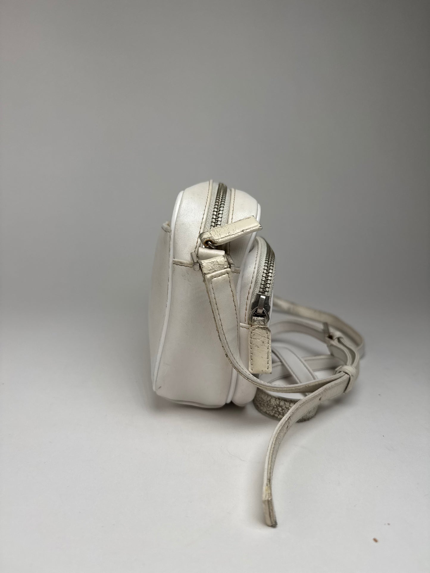 Vintage Courreges Paris Leather Crossbody Bag White