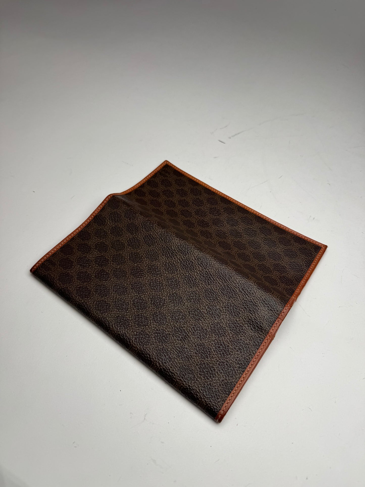 Vintage Celine Paris Leather Monogram Card Holder / ID Holder Brown