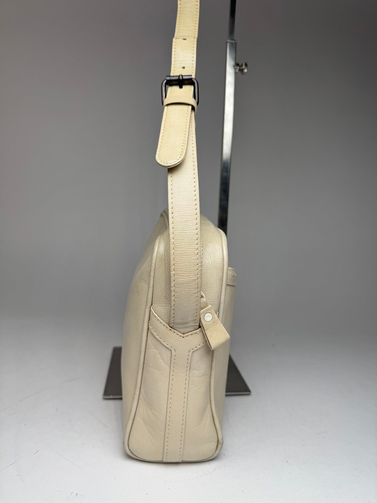 Vintage Yves Saint Laurent 2 Way Leather Bag cream