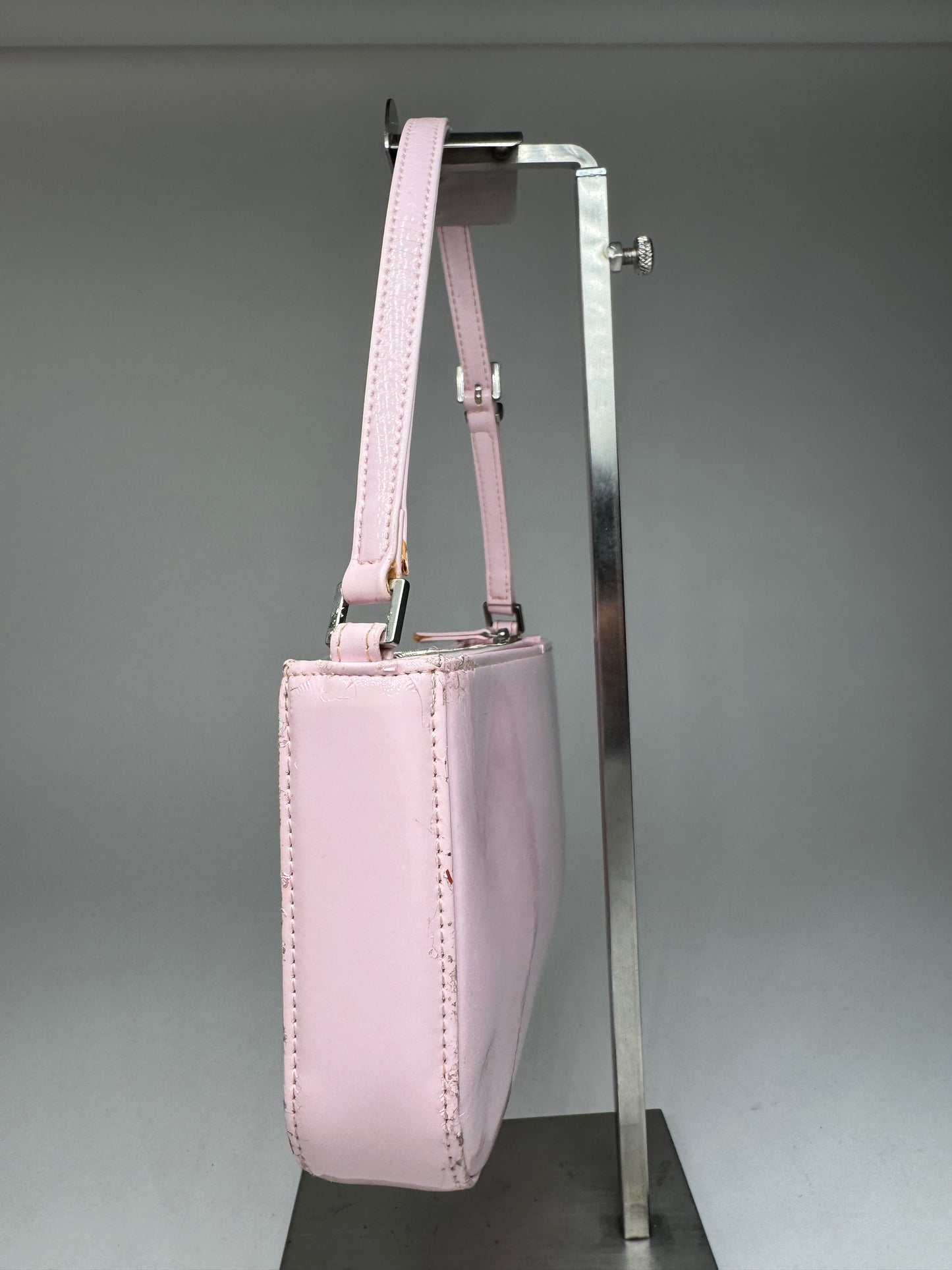 Vintage Courreges Patent Leather Baguette Bag Rose