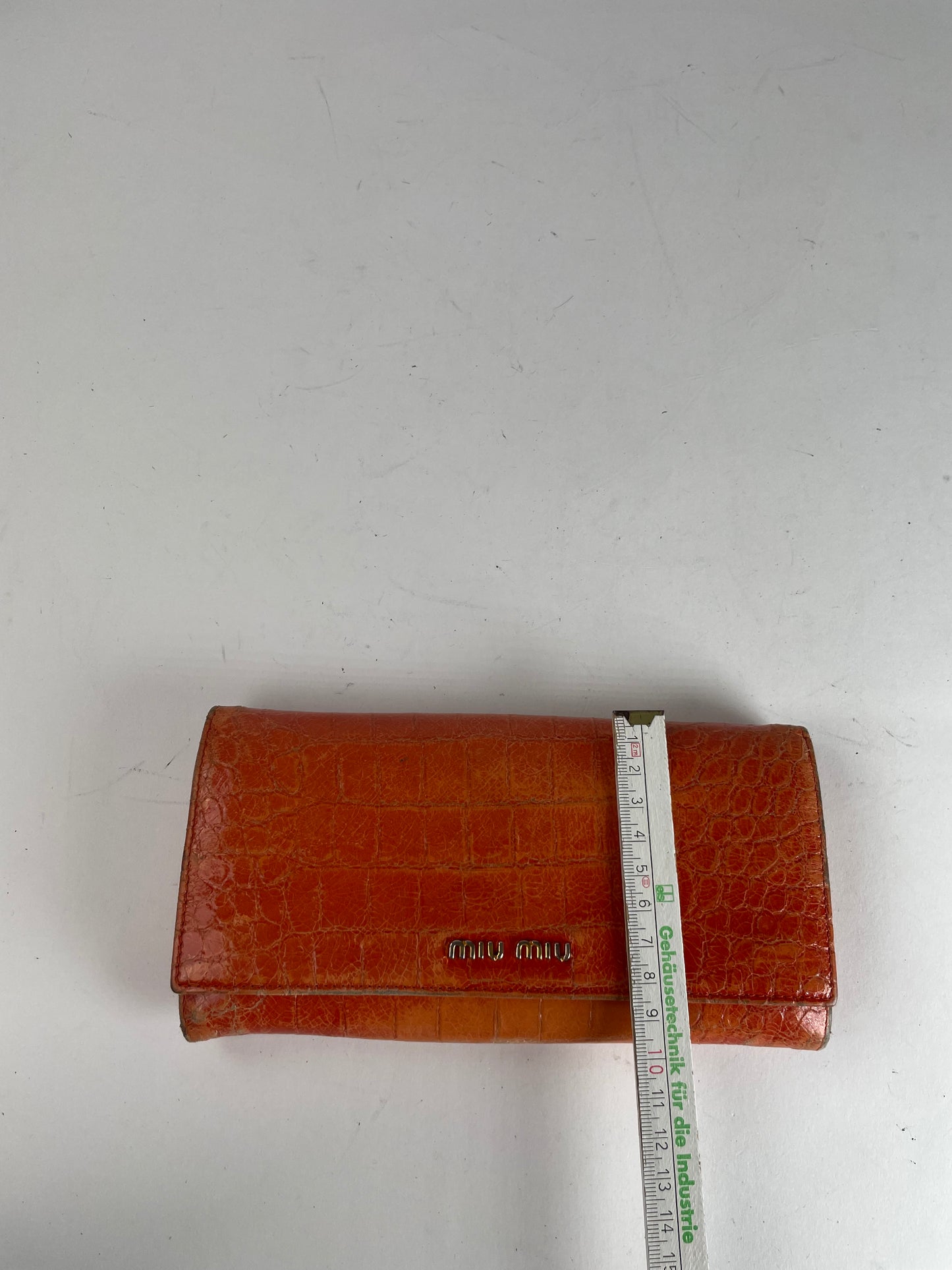 Portefeuille vintage en cuir Miu Miu orange