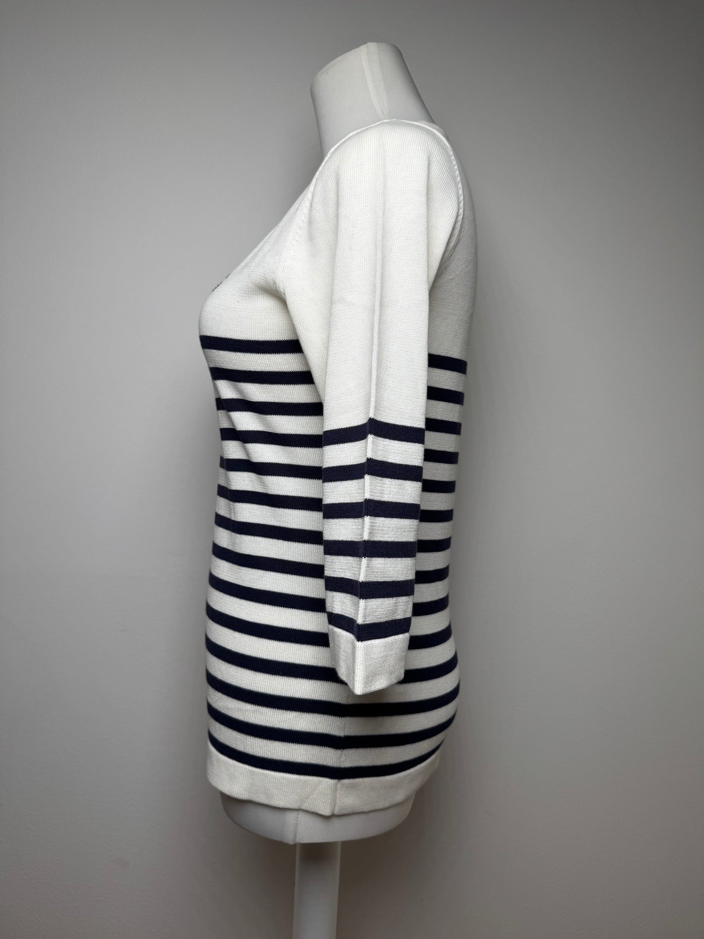 Vintage Courreges Paris Striped Sweater White/Navy EU36/S