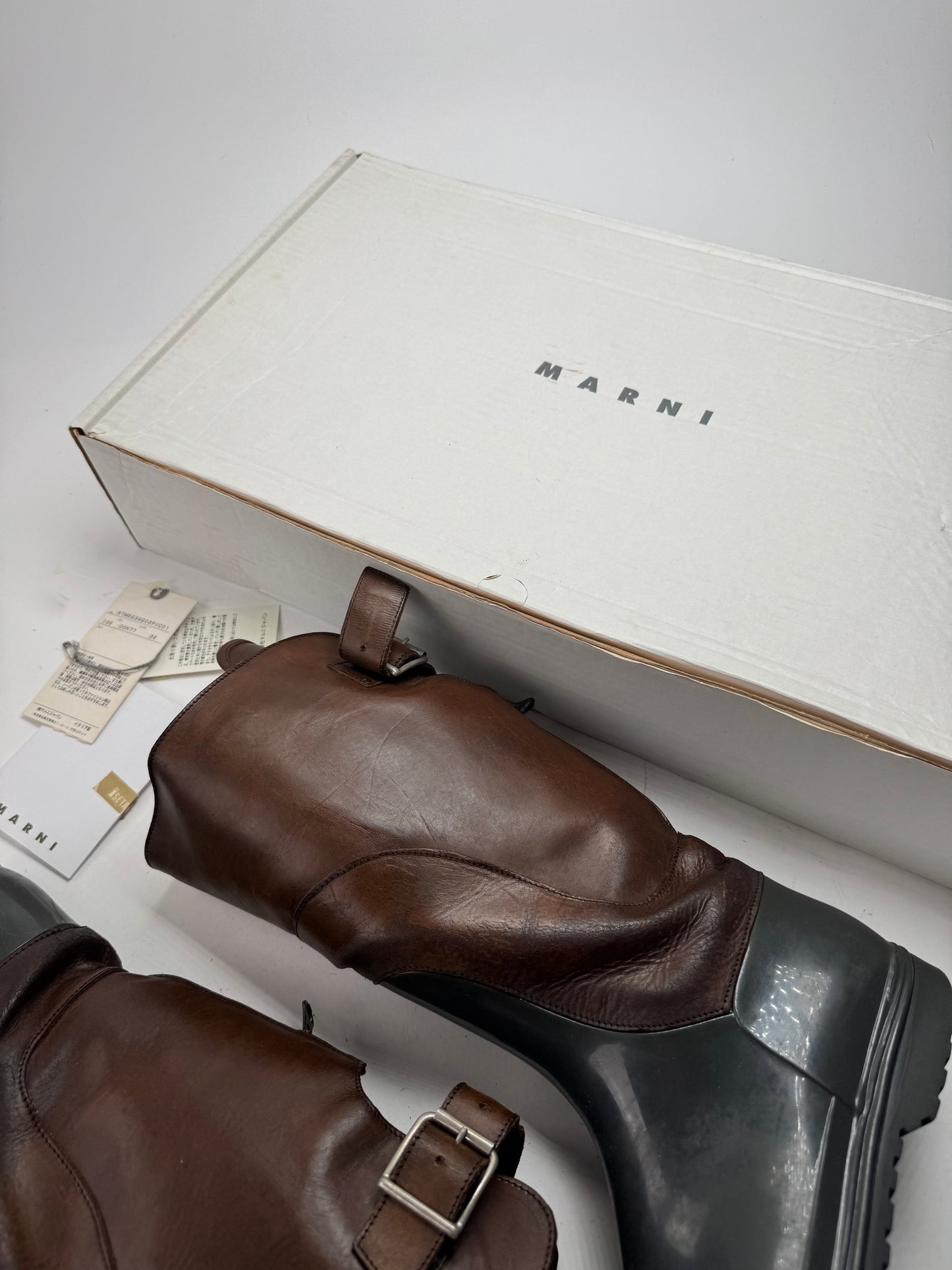 Vintage Marni Leather Boots brown Green EU38