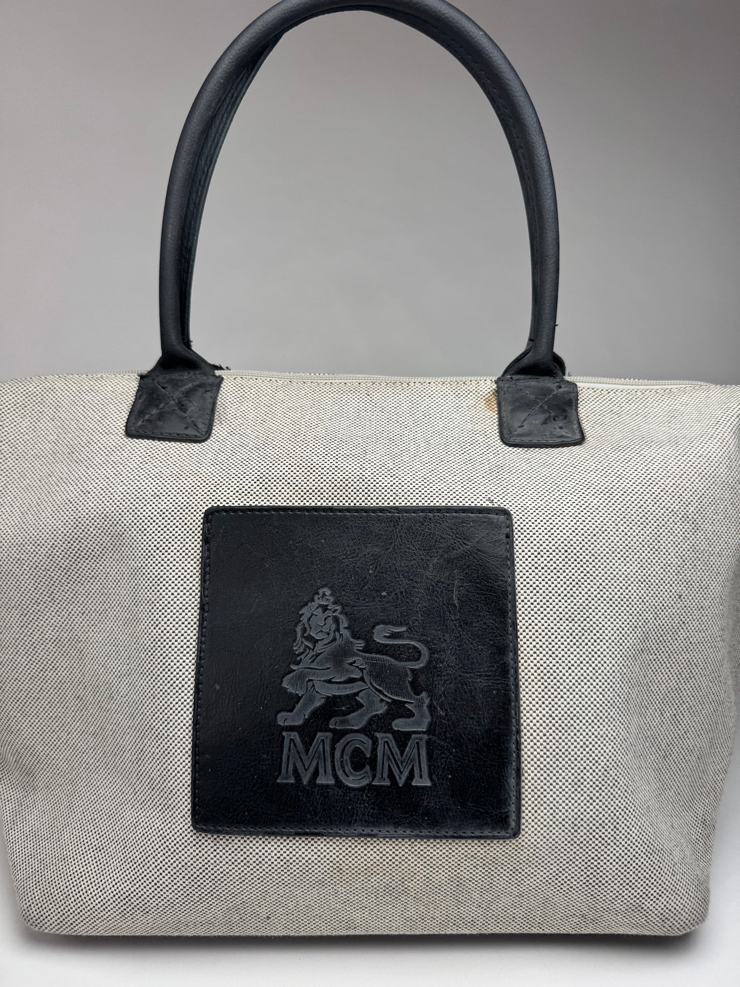 Vintage MCM canvas / leather shopper grey black