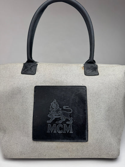Vintage MCM canvas / leather shopper grey black