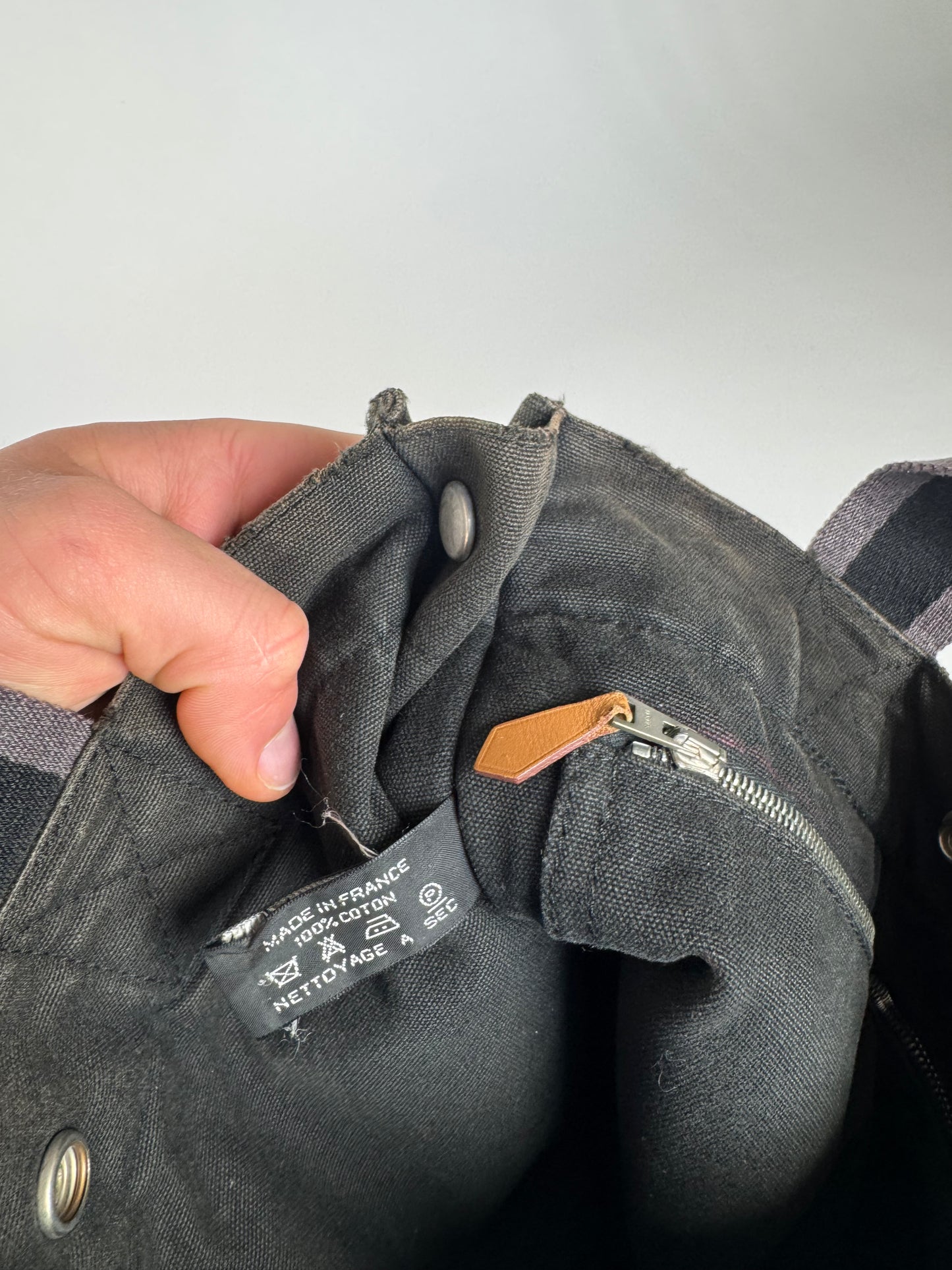 Vintage Hermes Paris Canvas Shopper Grey/Brown