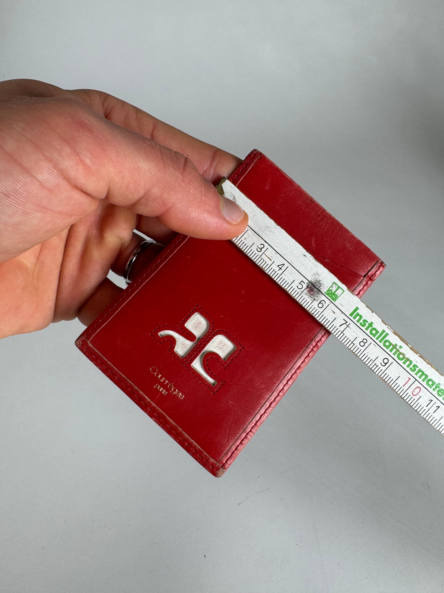 Vintage Courreges Paris Leather Card Holder Red