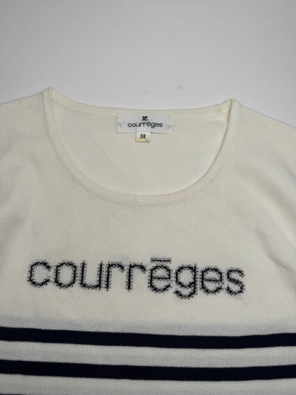 Vintage Courreges Paris Striped Sweater White/Navy EU36/S
