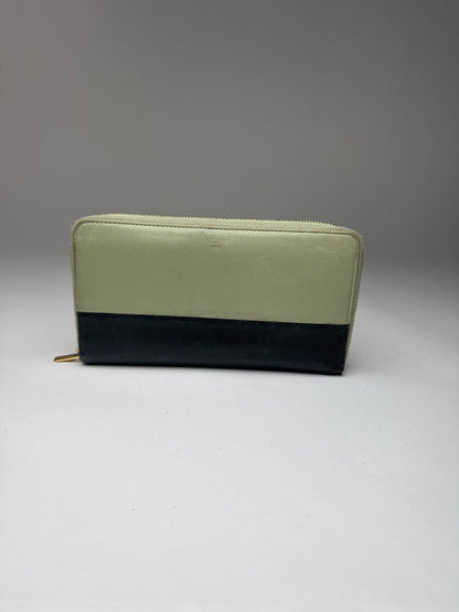 Portefeuille vintage en cuir Céline Triomphe vert noir